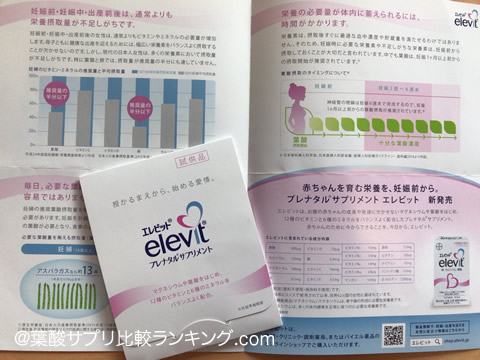 産婦人科で試供された葉酸サプリ「エレビット」
